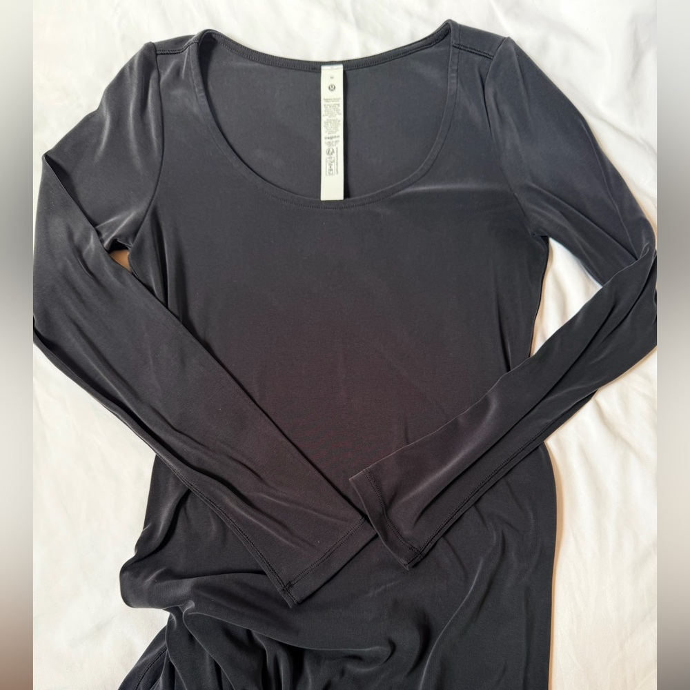 Lululemon Drapey Softstreme Long-Sleeve Black Maxi Dress Medium - Picture 5 of 11
